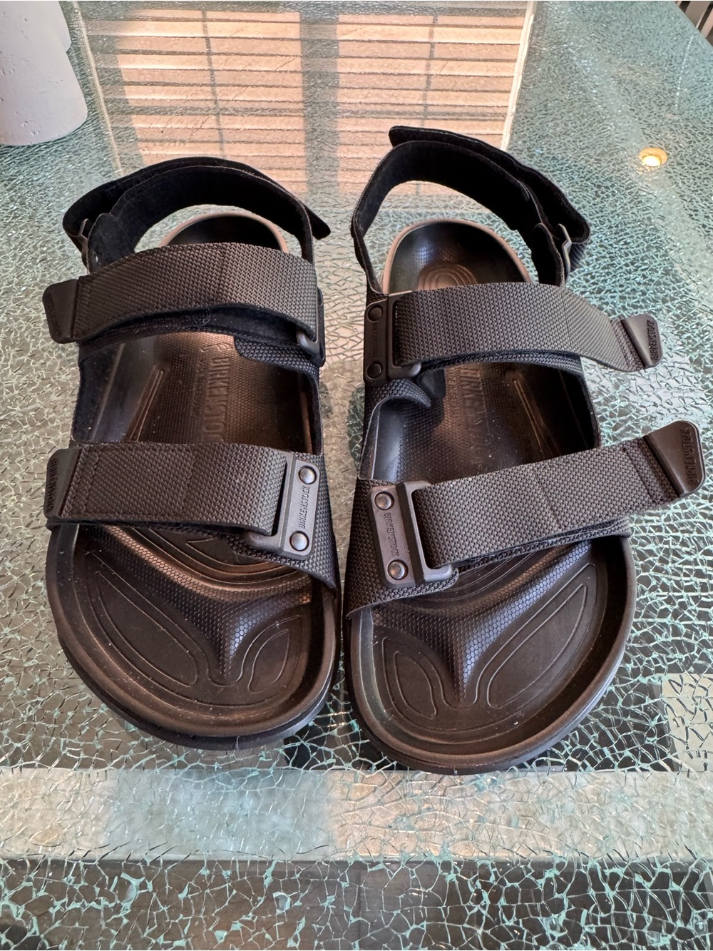 Birkenstock Men's Black Three-Strap Sport Sandals 43